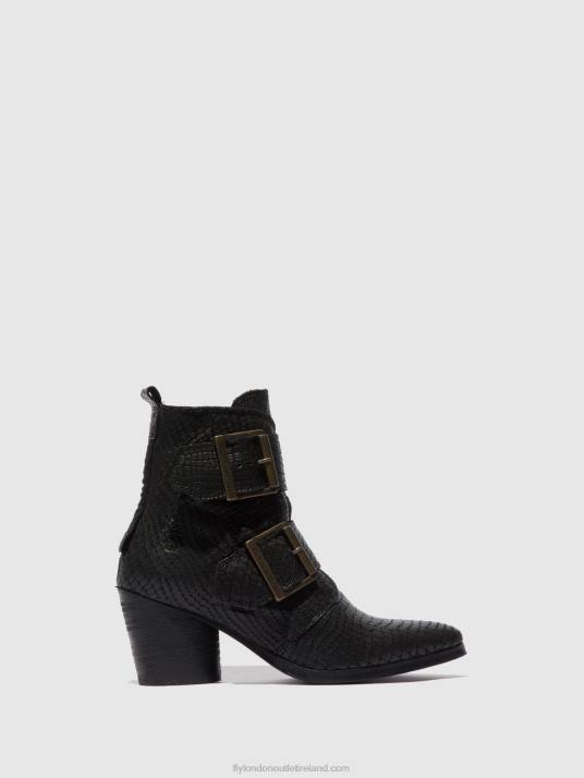 Buckle Ankle Boots ARIA827 Women V00W243 CROCO BLACK Fly London