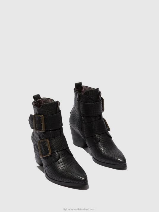 Buckle Ankle Boots ARIA827 Women V00W243 CROCO BLACK Fly London