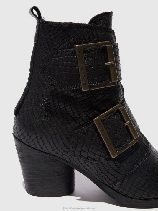 Buckle Ankle Boots ARIA827 Women V00W243 CROCO BLACK Fly London