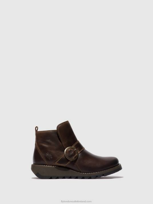 Buckle Ankle Boots SIAS812 Women V00W158 DK. BROWN Fly London