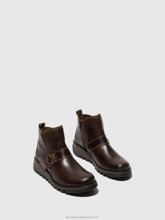Buckle Ankle Boots SIAS812 Women V00W158 DK. BROWN Fly London