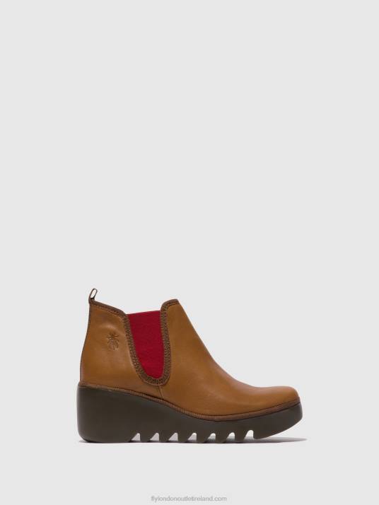 Chelsea Ankle Boots BYNE349 Women V00W152 CUOIO (RED ELASTIC) Fly London