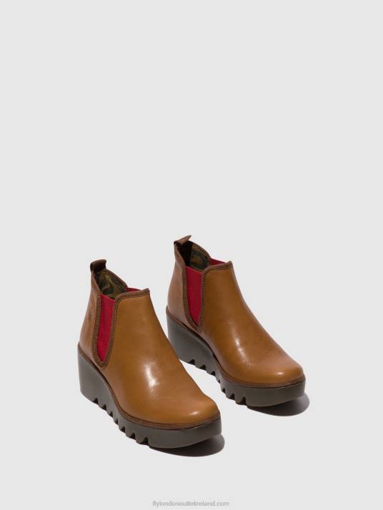 Chelsea Ankle Boots BYNE349 Women V00W152 CUOIO (RED ELASTIC) Fly London