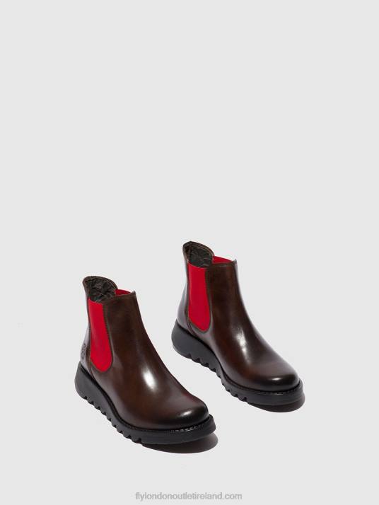 Chelsea Ankle Boots Women V00W170 SALV RUG DK. BROWN (RED ELASTIC) Fly London