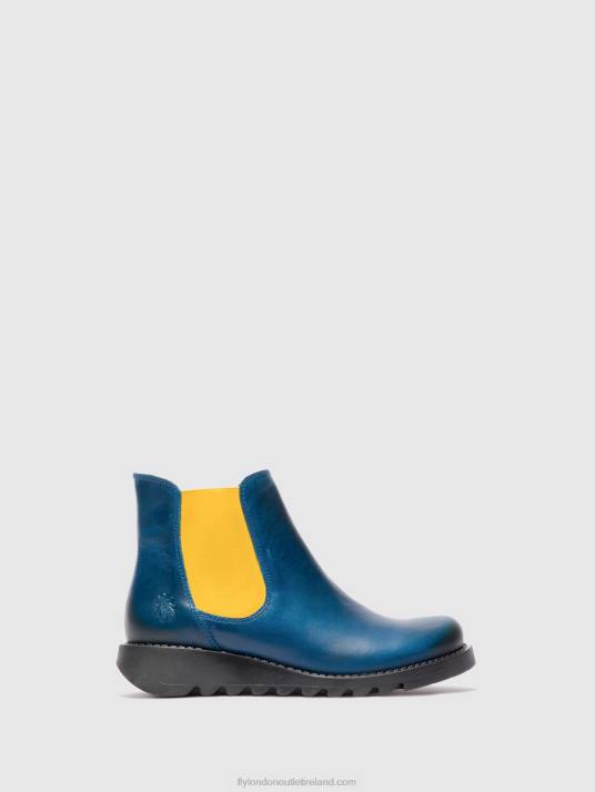 Chelsea Ankle Boots Women V00W214 SALV RUG ROYAL BLUE (MUSTARD ELASTIC) Fly London