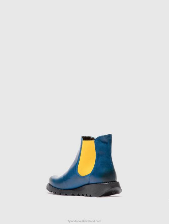 Chelsea Ankle Boots Women V00W214 SALV RUG ROYAL BLUE (MUSTARD ELASTIC) Fly London