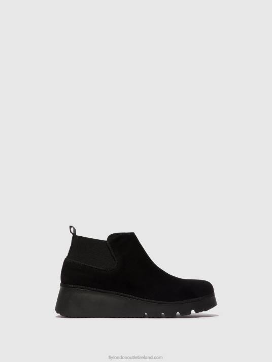 Elasticated Ankle Boots PADA403 Women V00W10 KID SUEDE BLACK Fly London