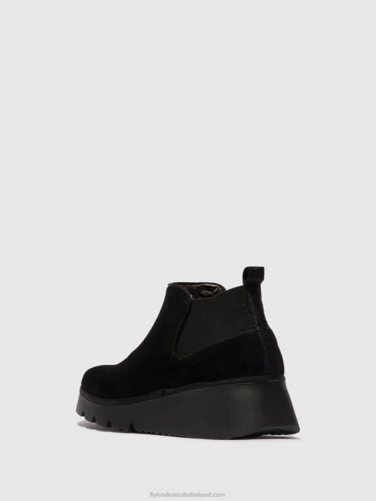 Elasticated Ankle Boots PADA403 Women V00W10 KID SUEDE BLACK Fly London