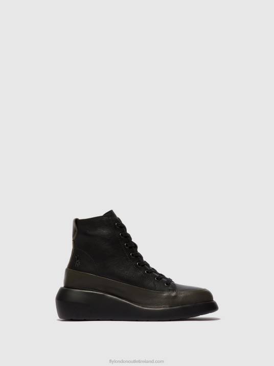 Lace-up Ankle Boots BOZE515 Women V00W107 DK.GREEN/BLACK Fly London