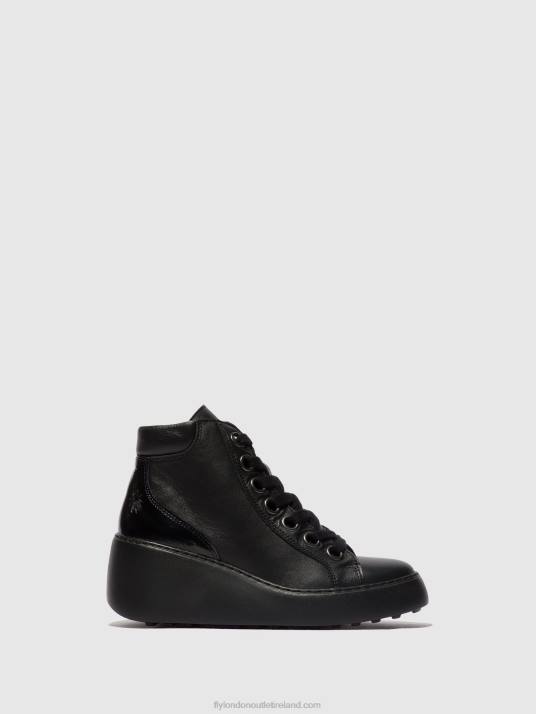 Lace-up Ankle Boots DICE468 Women V00W108 BLACK (BLACK SOLE) Fly London