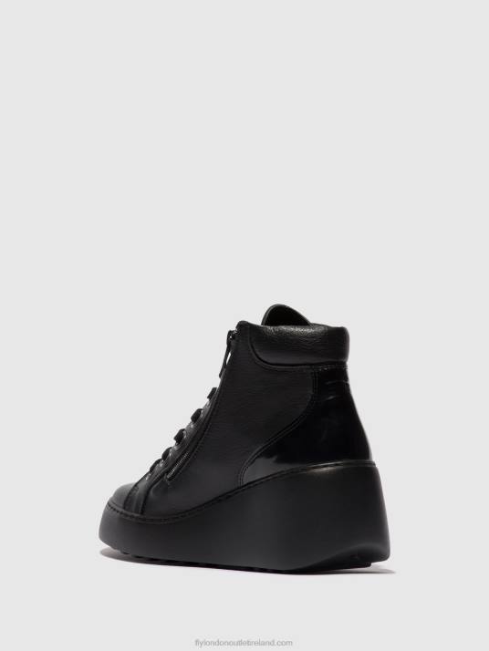 Lace-up Ankle Boots DICE468 Women V00W108 BLACK (BLACK SOLE) Fly London