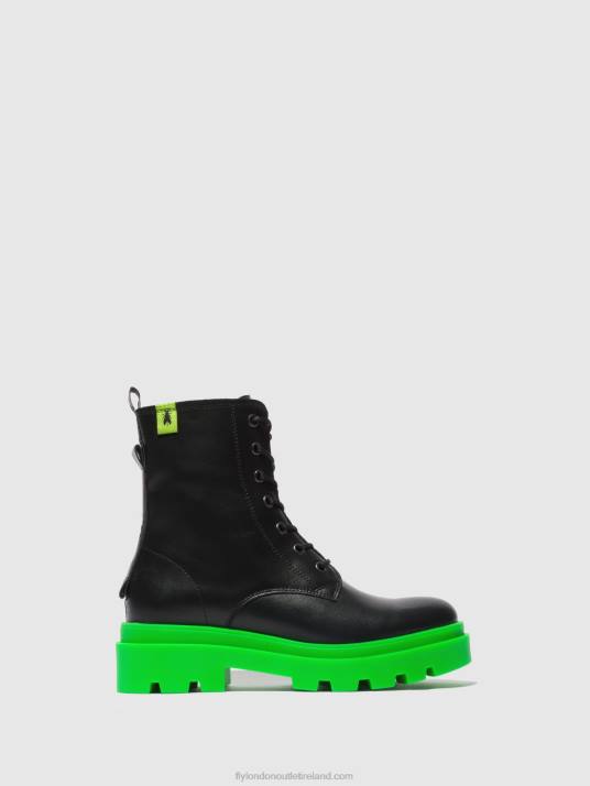 Lace-up Ankle Boots JACY881 Women V00W162 NAUSICA BLACK (GREEN SOLE) Fly London