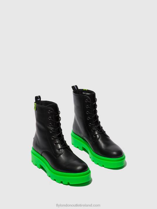 Lace-up Ankle Boots JACY881 Women V00W162 NAUSICA BLACK (GREEN SOLE) Fly London