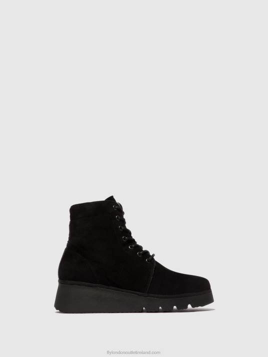 Lace-up Ankle Boots PALL404 Women V00W4 KID SUEDE BLACK Fly London