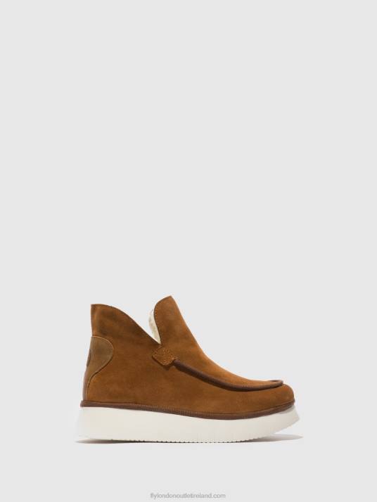 Round Toe Ankle Boots COZE348 Women V00W173 SUEDE/RUG COGNAC Fly London