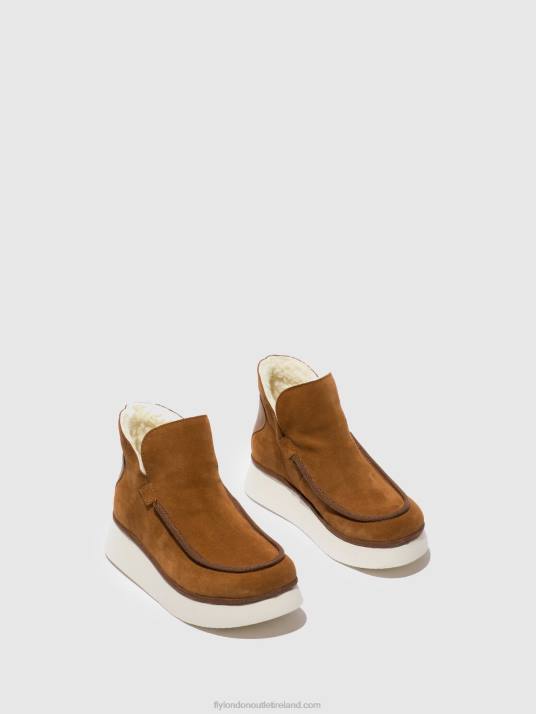 Round Toe Ankle Boots COZE348 Women V00W173 SUEDE/RUG COGNAC Fly London