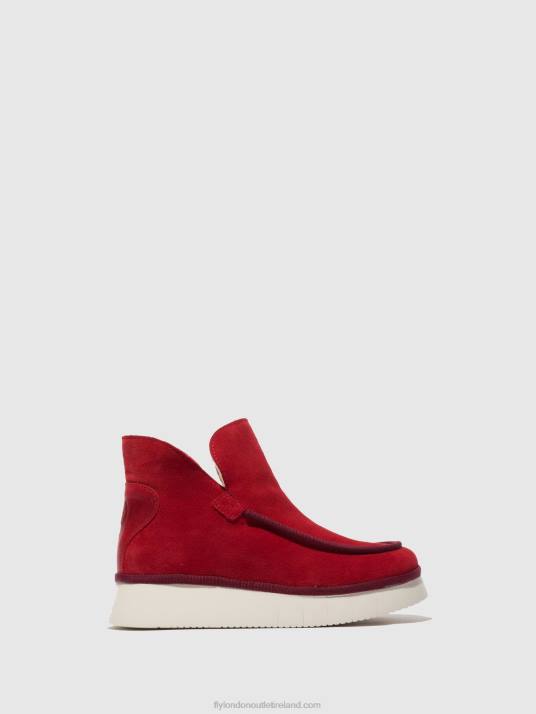 Round Toe Ankle Boots COZE348 Women V00W192 SUEDE/RUG CARMINE RED Fly London