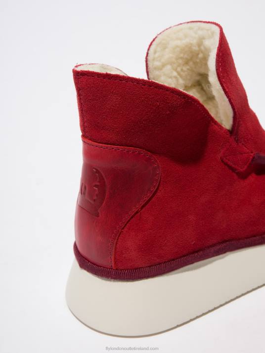 Round Toe Ankle Boots COZE348 Women V00W192 SUEDE/RUG CARMINE RED Fly London