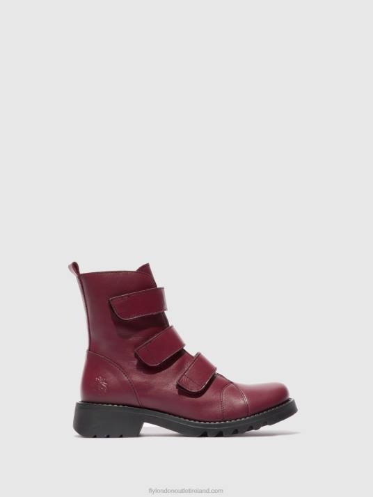 Velcro Ankle Boots RACH790 Women V00W191 LEATHER WINE(BLACK) Fly London
