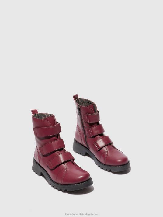 Velcro Ankle Boots RACH790 Women V00W191 LEATHER WINE(BLACK) Fly London