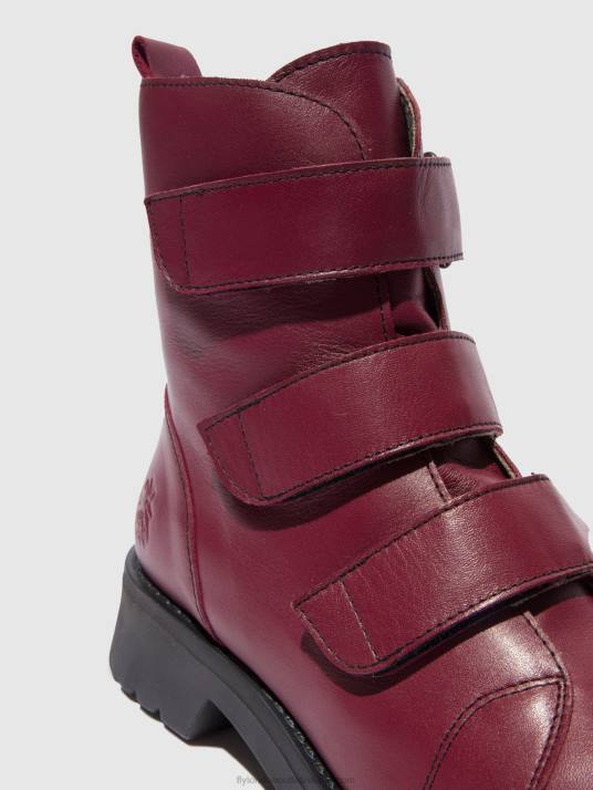 Velcro Ankle Boots RACH790 Women V00W191 LEATHER WINE(BLACK) Fly London