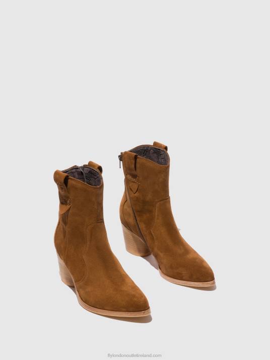 Zip Up Ankle Boots ALBA825 Women V00W187 SUEDE COGNAC Fly London