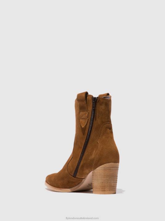 Zip Up Ankle Boots ALBA825 Women V00W187 SUEDE COGNAC Fly London