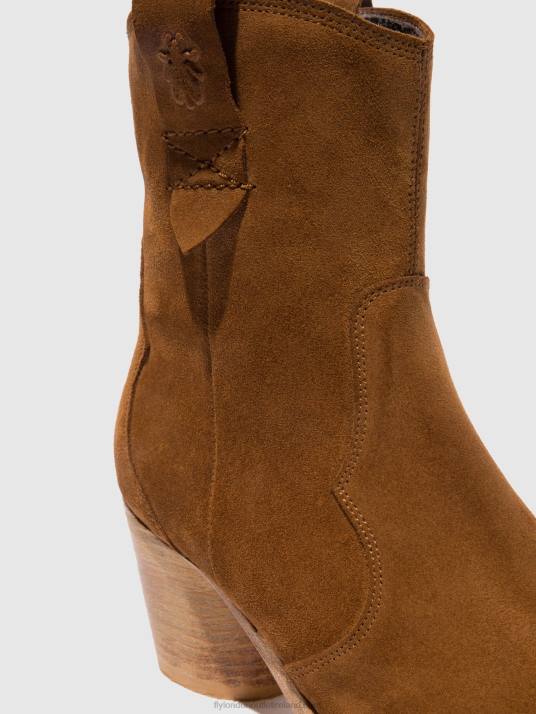 Zip Up Ankle Boots ALBA825 Women V00W187 SUEDE COGNAC Fly London