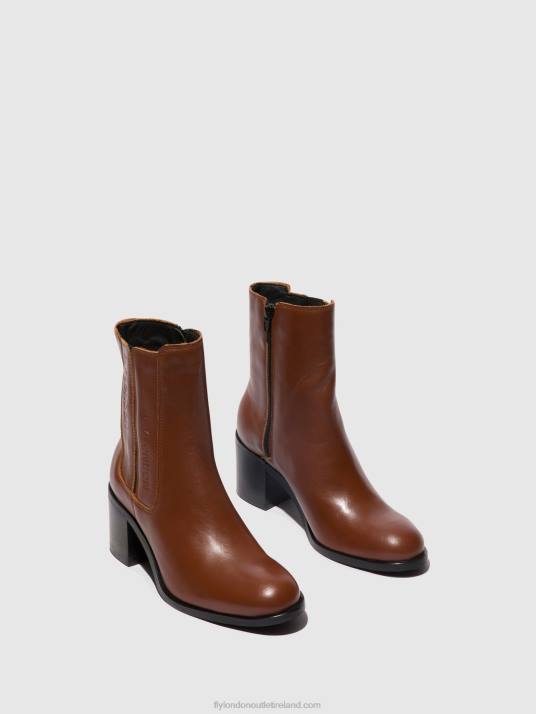 Zip Up Ankle Boots AMEL913 Women V00W71 COGNAC Fly London