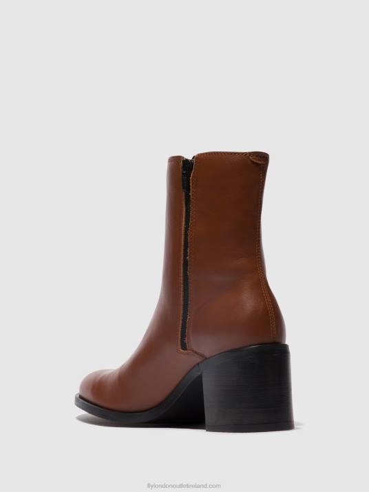 Zip Up Ankle Boots AMEL913 Women V00W71 COGNAC Fly London