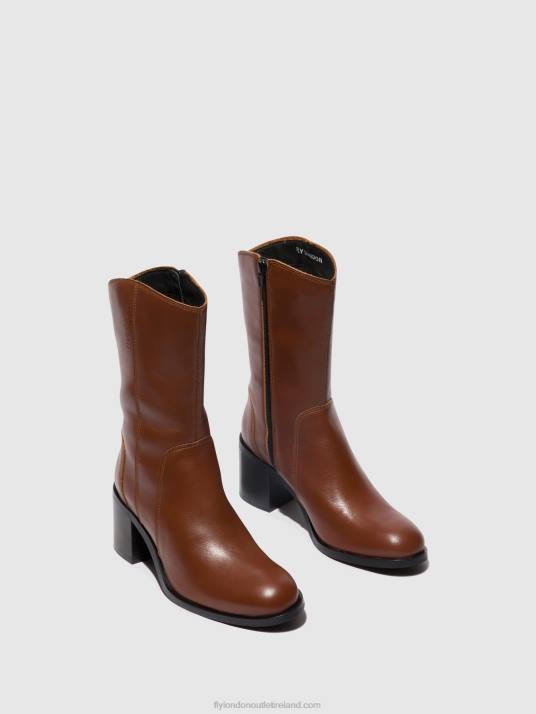 Zip Up Ankle Boots ASTA914 Women V00W74 COGNAC Fly London
