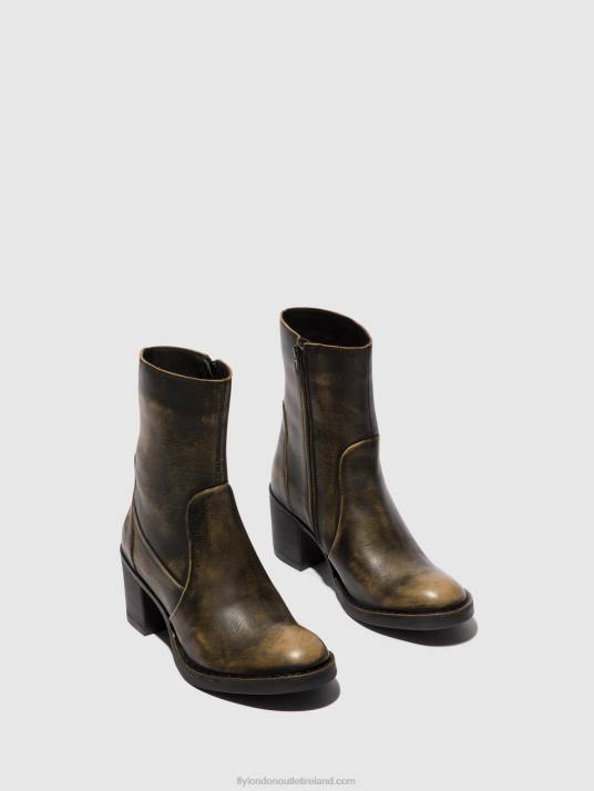 Zip Up Ankle Boots BECY097 Women V00W67 OLIVE Fly London