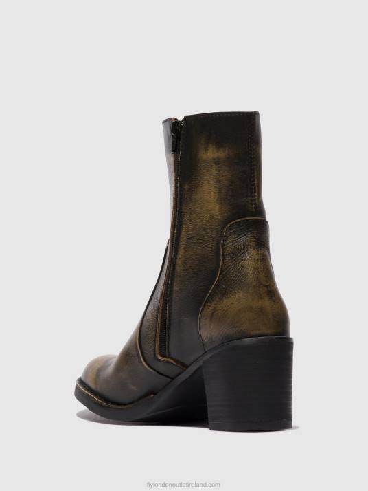 Zip Up Ankle Boots BECY097 Women V00W67 OLIVE Fly London