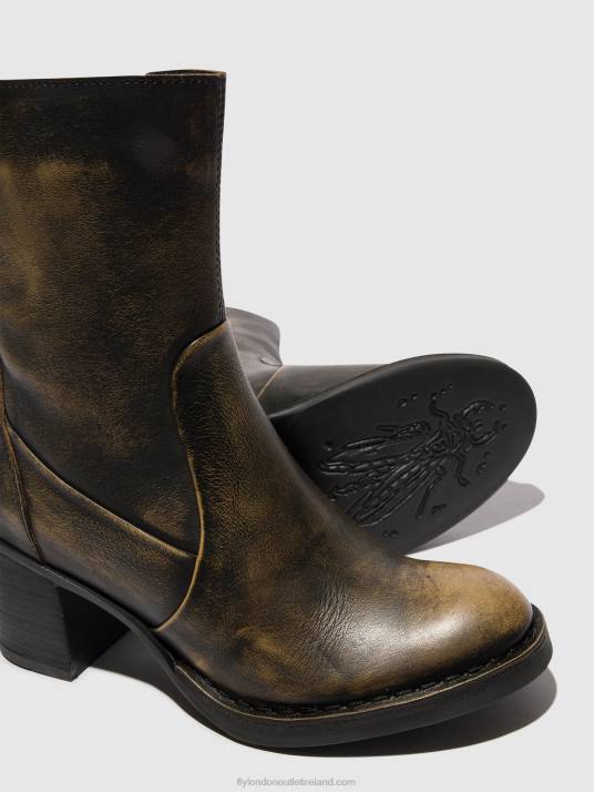 Zip Up Ankle Boots BECY097 Women V00W67 OLIVE Fly London