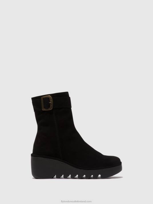Zip Up Ankle Boots BEPP396 Women V00W5 OIL SUEDE BLACK Fly London