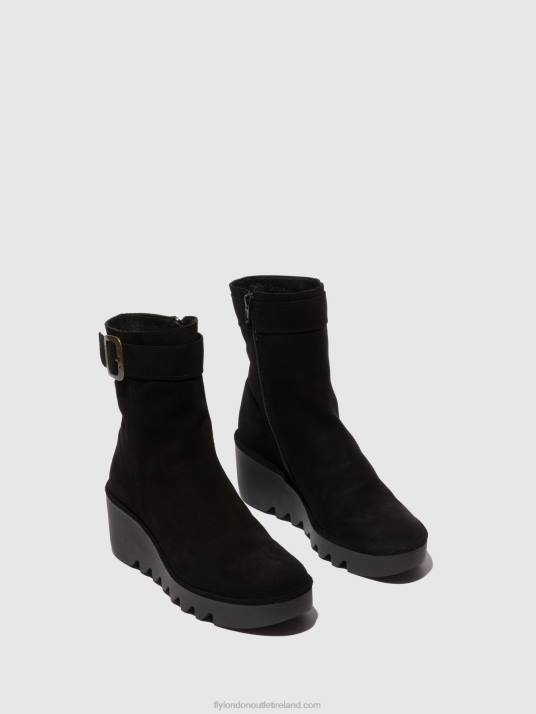 Zip Up Ankle Boots BEPP396 Women V00W5 OIL SUEDE BLACK Fly London