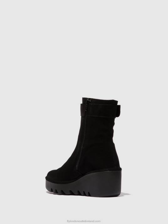 Zip Up Ankle Boots BEPP396 Women V00W5 OIL SUEDE BLACK Fly London
