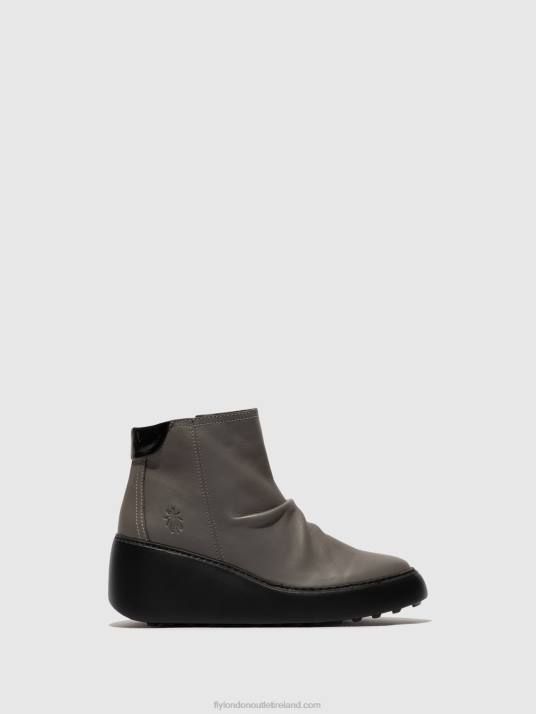 Zip Up Ankle Boots DABE461 Women V00W23 GREY (BLACK SOLE) Fly London