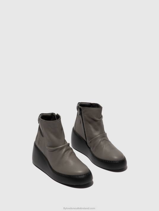 Zip Up Ankle Boots DABE461 Women V00W23 GREY (BLACK SOLE) Fly London
