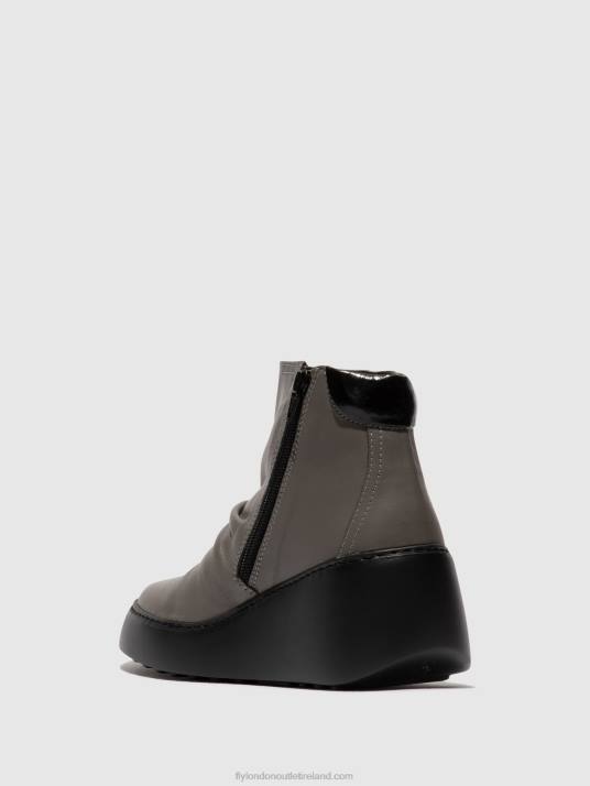 Zip Up Ankle Boots DABE461 Women V00W23 GREY (BLACK SOLE) Fly London