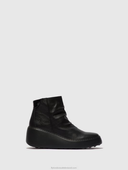 Zip Up Ankle Boots DABE461 Women V00W58 BLACK (BLACK SOLE) Fly London
