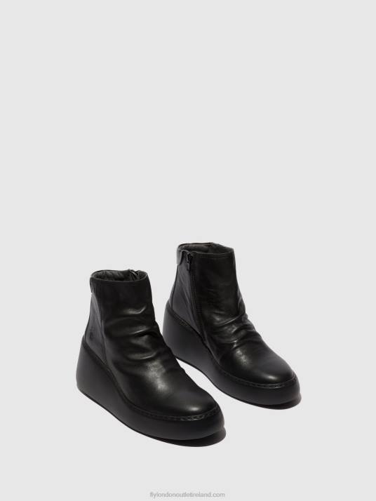 Zip Up Ankle Boots DABE461 Women V00W58 BLACK (BLACK SOLE) Fly London