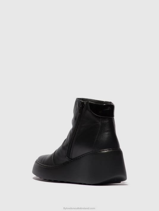 Zip Up Ankle Boots DABE461 Women V00W58 BLACK (BLACK SOLE) Fly London