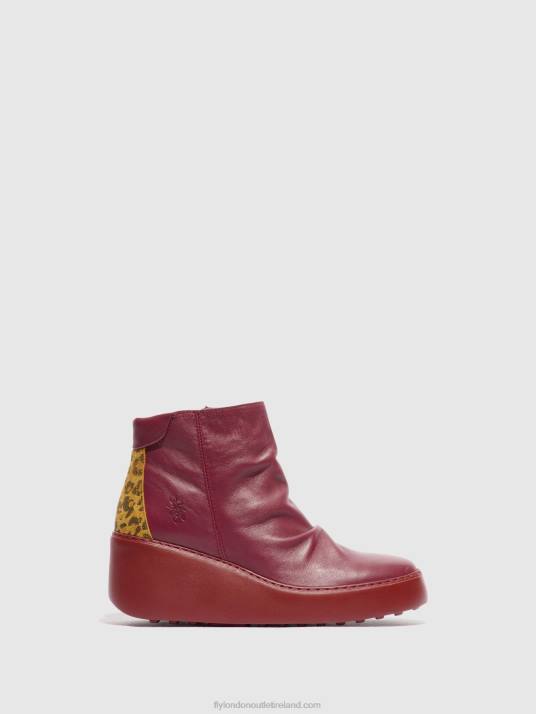 Zip Up Ankle Boots DABE461 Women V00W59 WINE/TAN Fly London