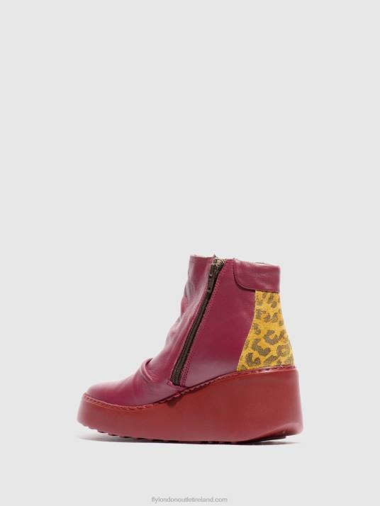 Zip Up Ankle Boots DABE461 Women V00W59 WINE/TAN Fly London