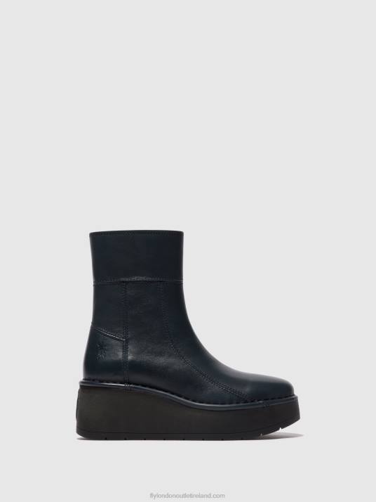 Zip Up Ankle Boots HANN248 Women V00W56 NAVY Fly London