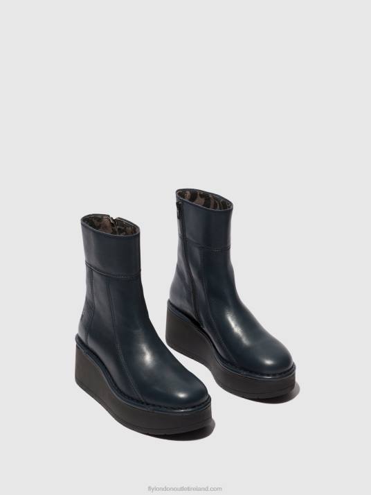 Zip Up Ankle Boots HANN248 Women V00W56 NAVY Fly London