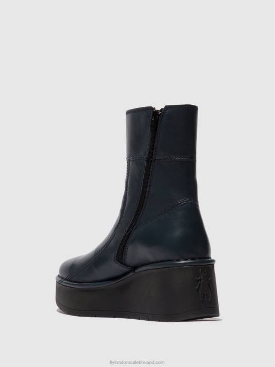 Zip Up Ankle Boots HANN248 Women V00W56 NAVY Fly London