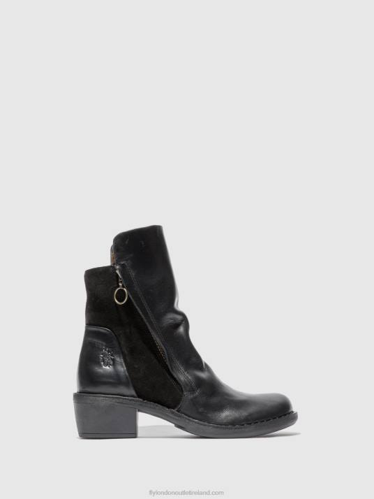 Zip Up Ankle Boots MELY074 Women V00W171 RUG/OILSUEDE BLACK Fly London
