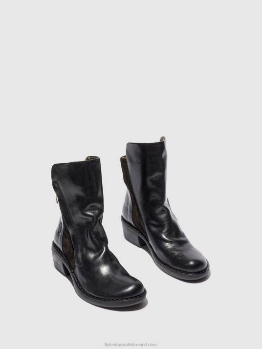 Zip Up Ankle Boots MELY074 Women V00W171 RUG/OILSUEDE BLACK Fly London